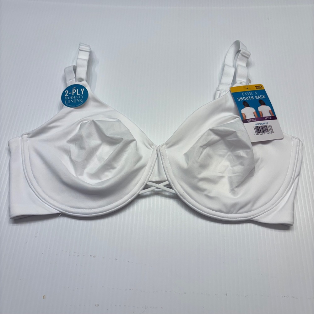 Vanity Fair Underwire Bra Womens 38D White Smooth Back Radiant Collection NEW
